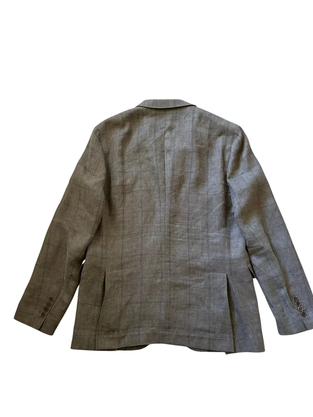 Brunello Cucinelli Linen Wool Silk Gray Windowpane Plaid Blazer Sport Coat IT 54